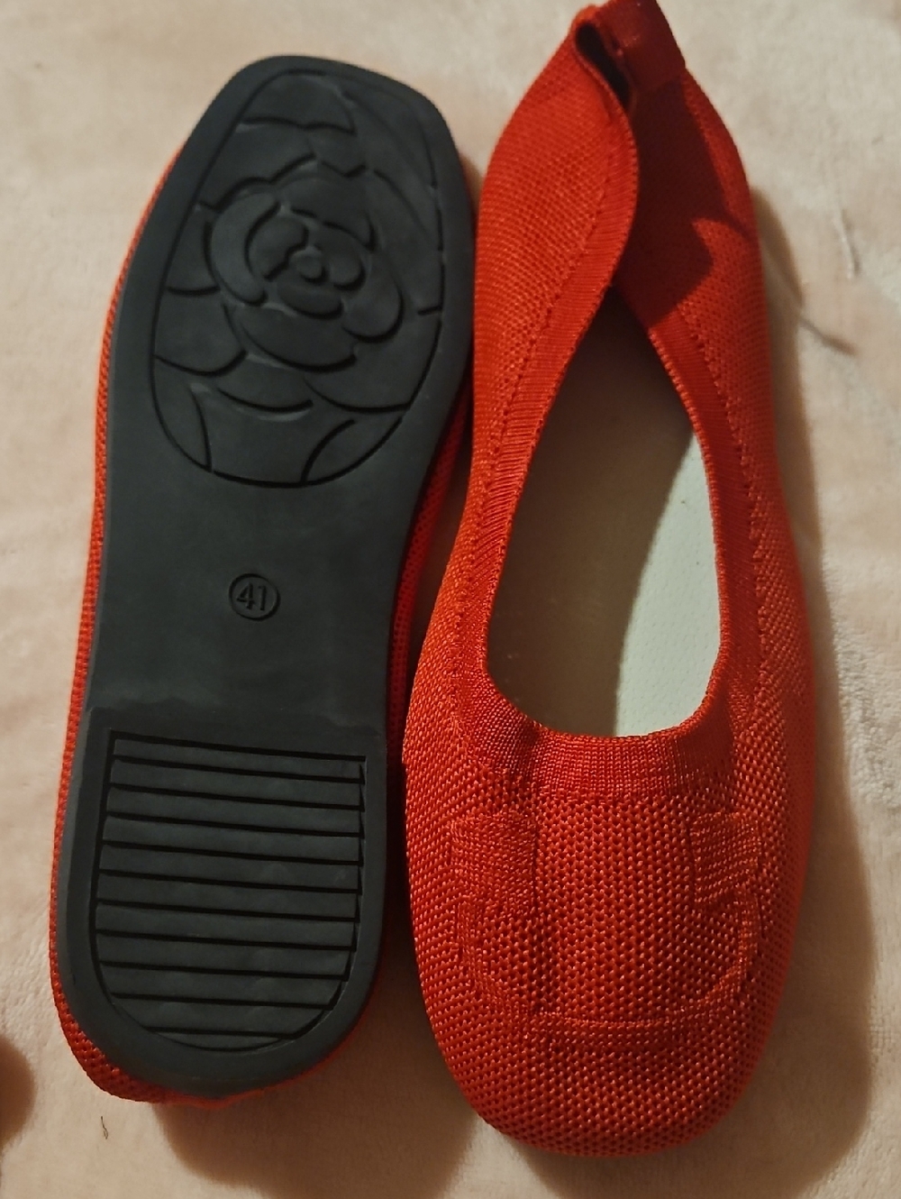 Women’s Red Knit Slip-On Ballet Flats